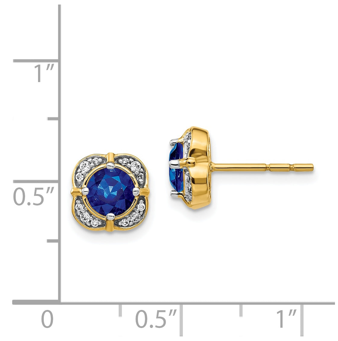 14K Yellow Gold Diamond & Sapphire Fancy Earrings