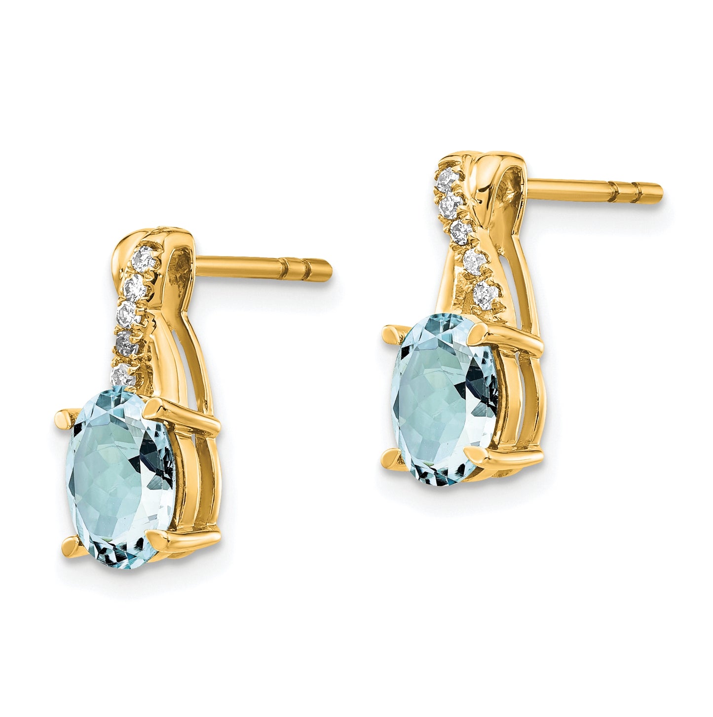 10K Yellow Gold Aquamarine and Diamond Earrings