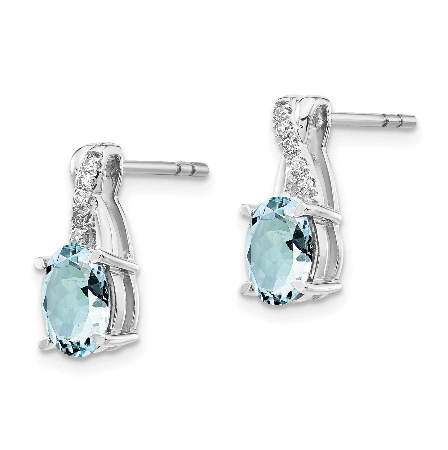 14K White Gold Aquamarine and Diamond Earrings