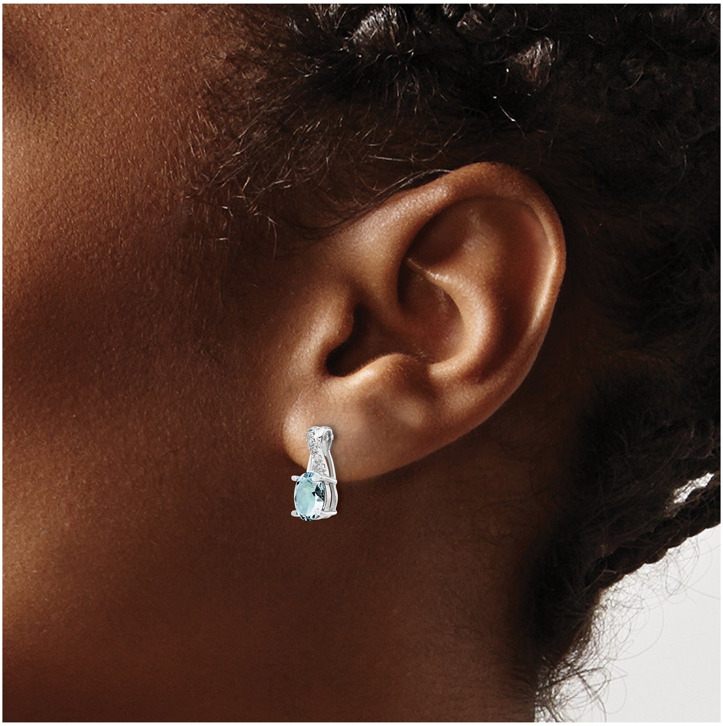 14K White Gold Aquamarine and Diamond Earrings
