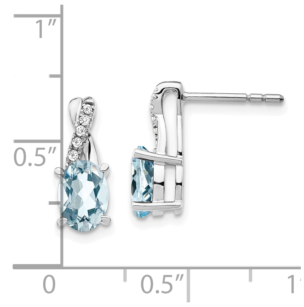 14K White Gold Aquamarine and Diamond Earrings