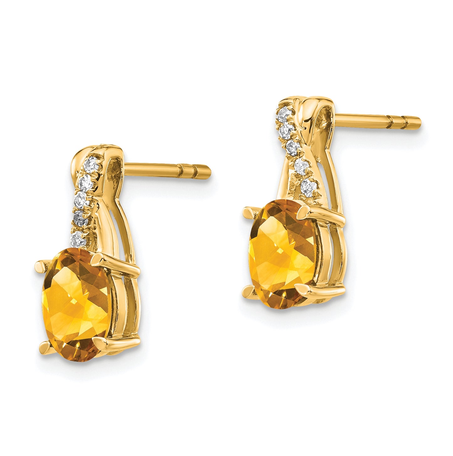 10K Yellow Gold Citrine and Diamond Earrings
