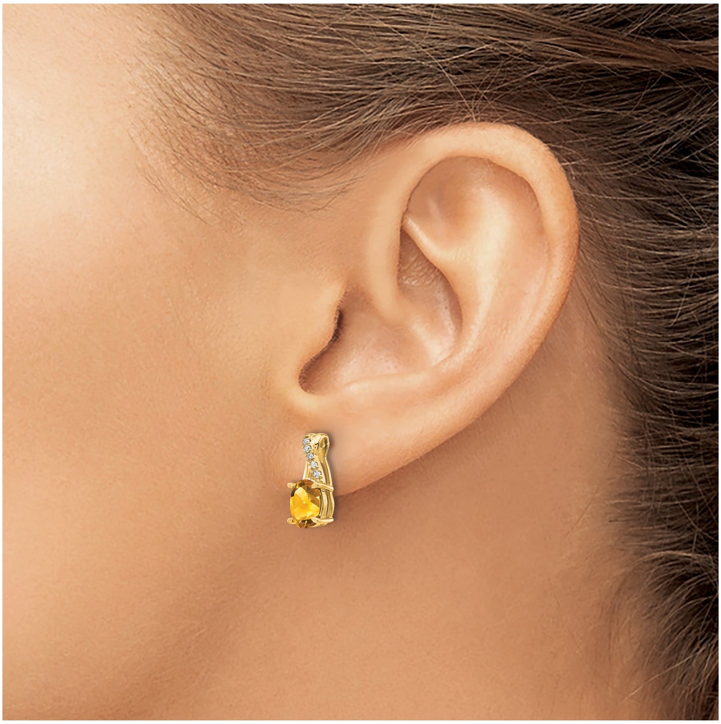 10K Yellow Gold Citrine and Diamond Earrings