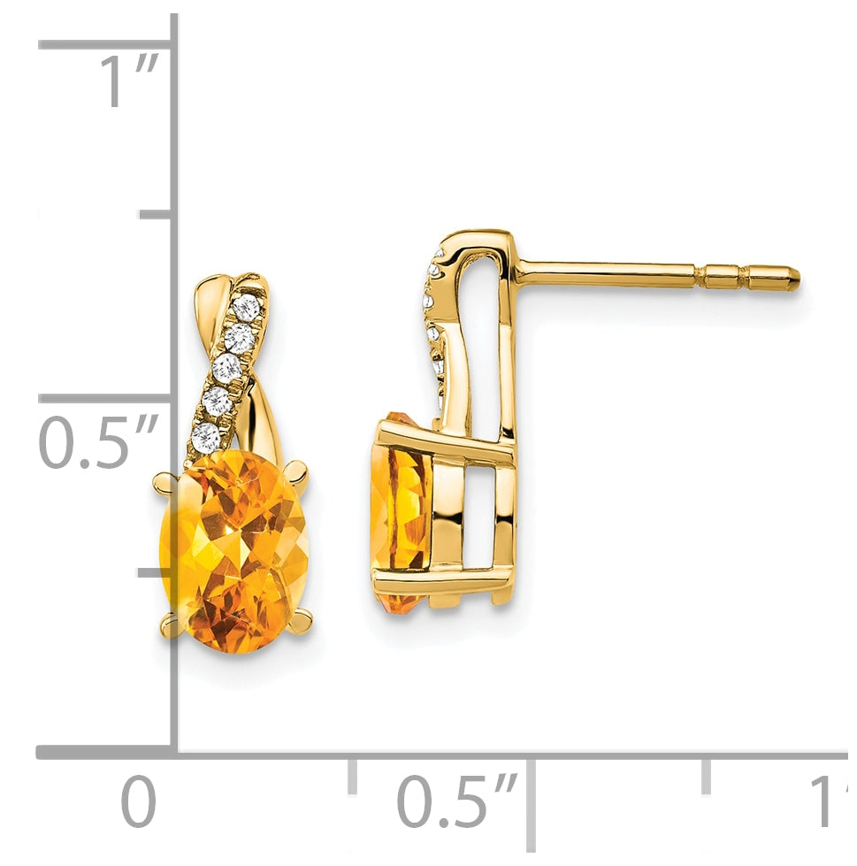 10K Yellow Gold Citrine and Diamond Earrings