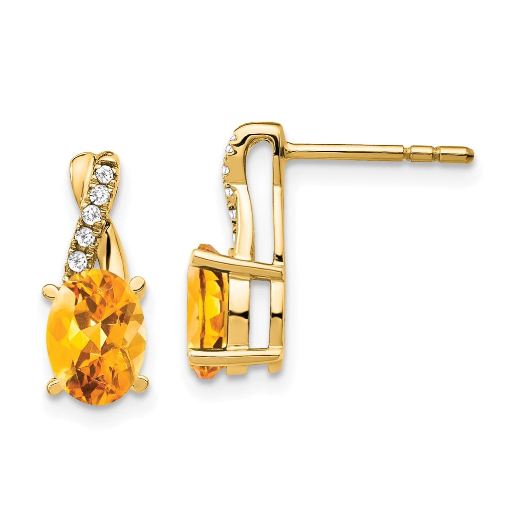10K Yellow Gold Citrine and Diamond Earrings