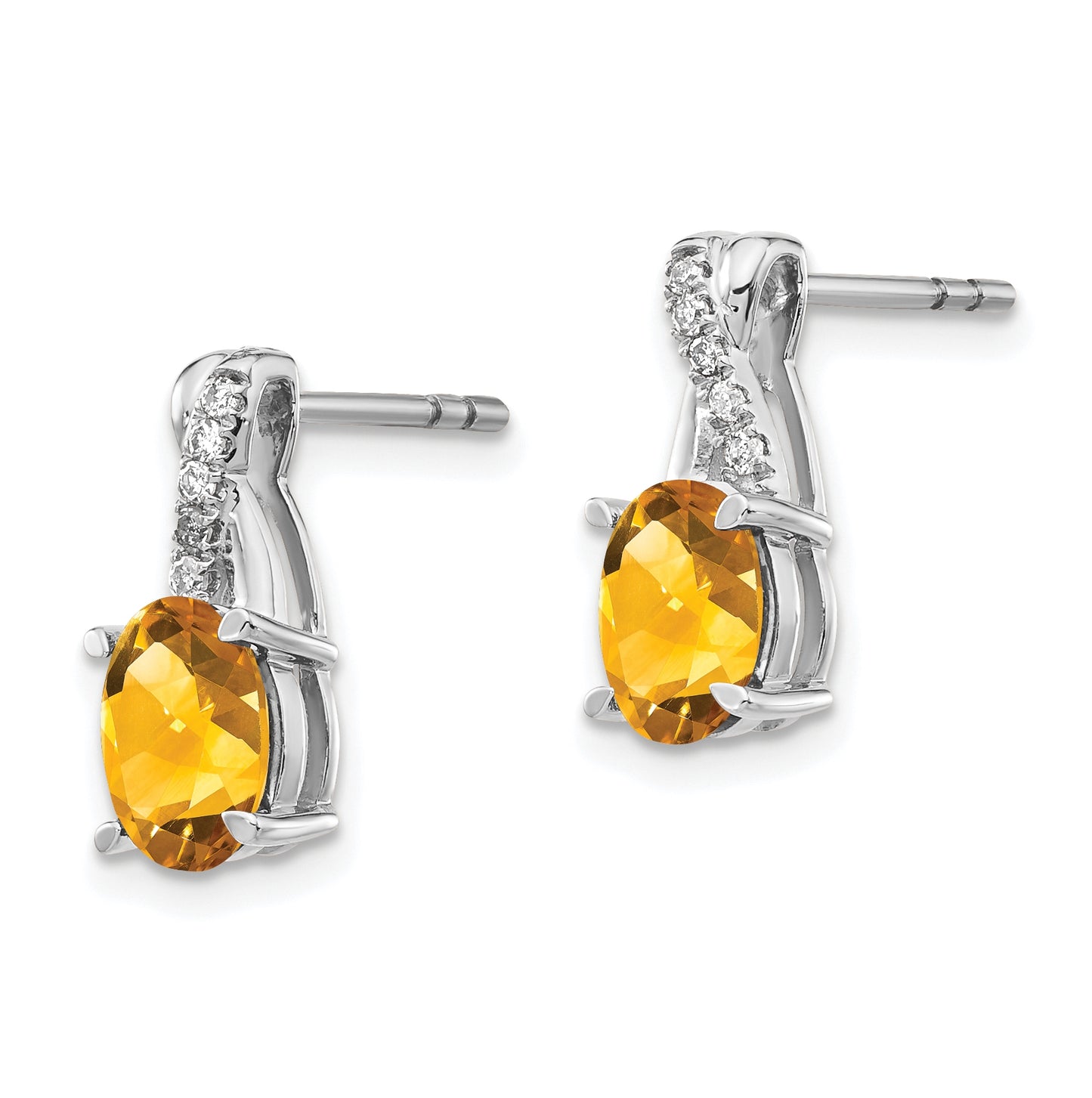 14k White Gold Citrine and Diamond Earrings