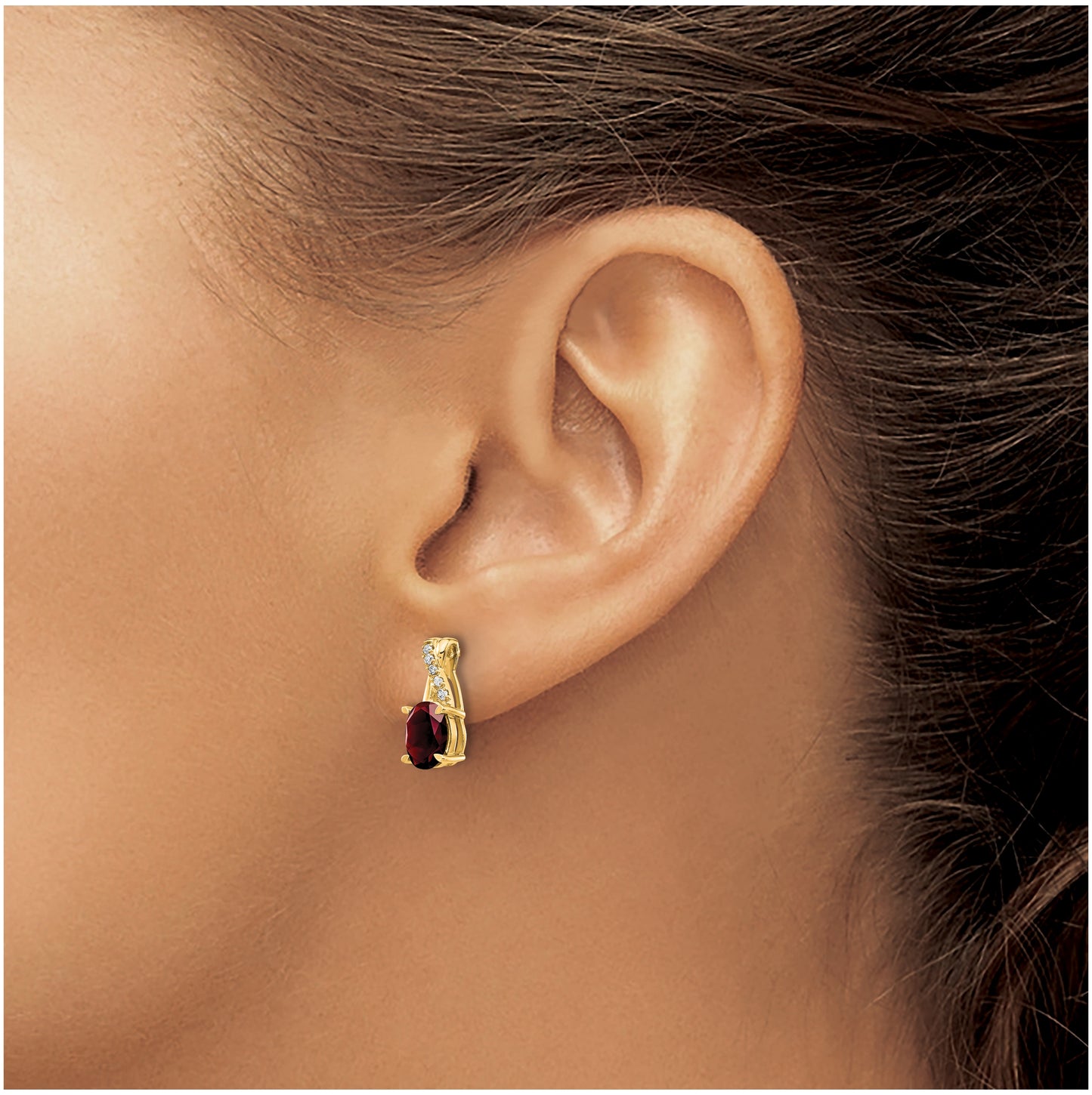 10K Yellow Gold Garnet and Diamond Earrings