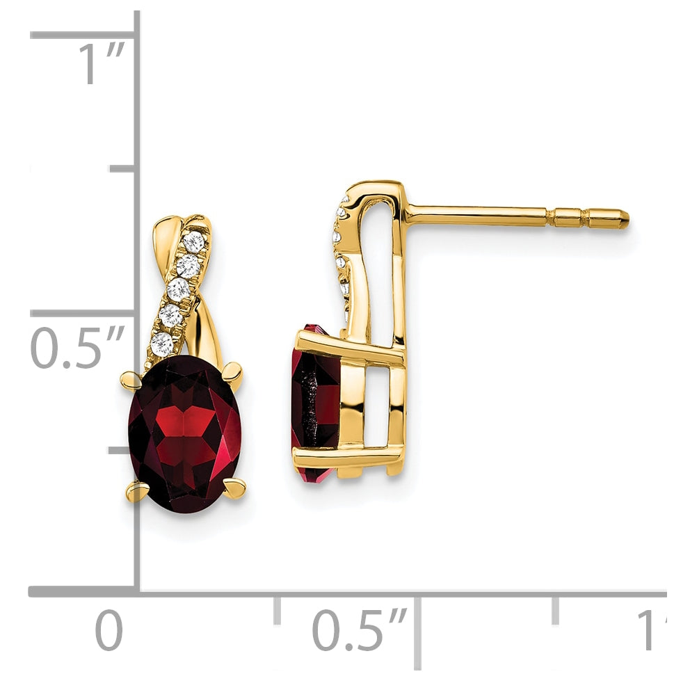 10K Yellow Gold Garnet and Diamond Earrings