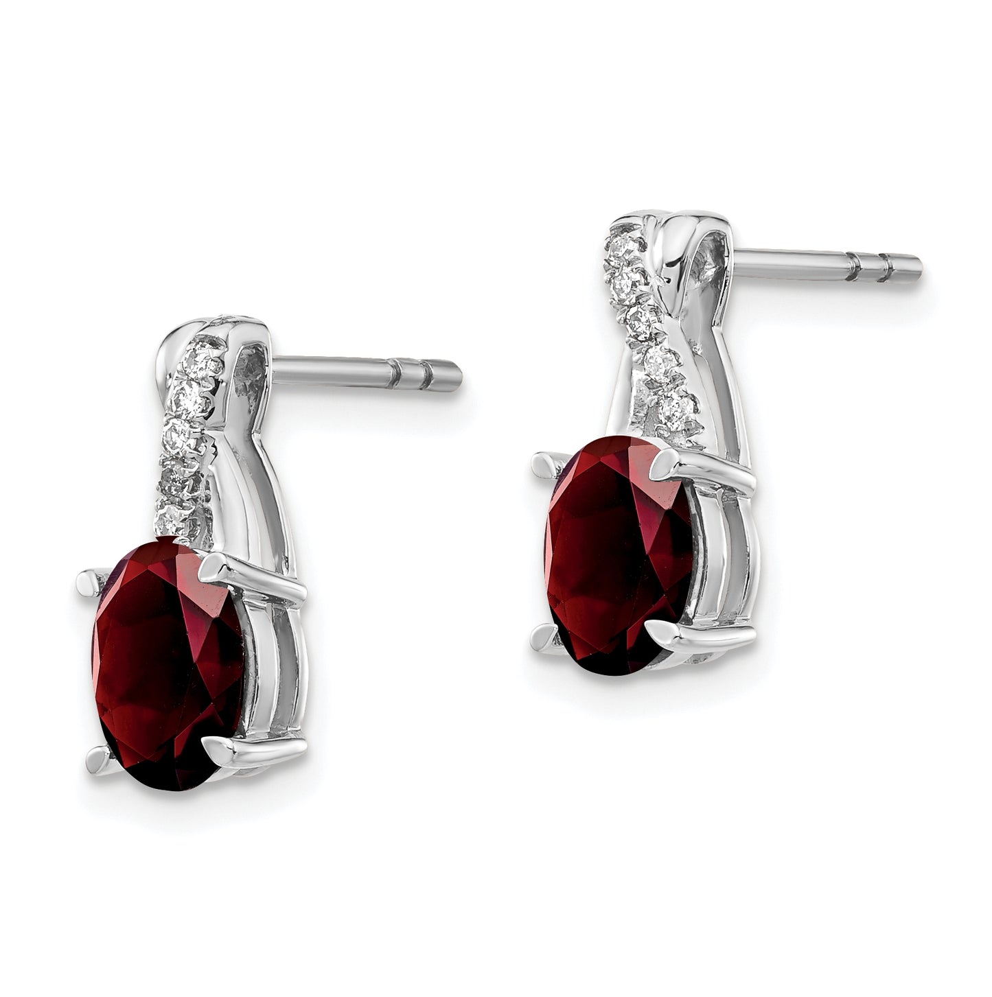 14k White Gold Garnet and Diamond Earrings