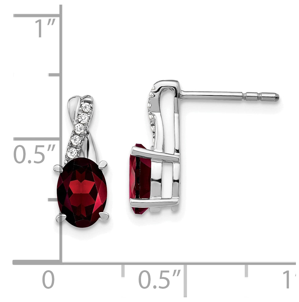14k White Gold Garnet and Diamond Earrings