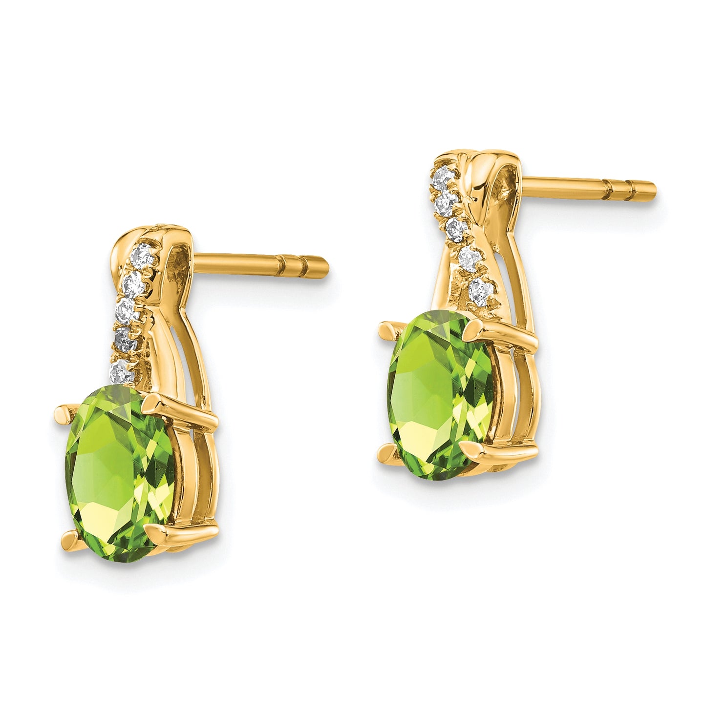 10K Yellow Gold Peridot and Diamond Earrings