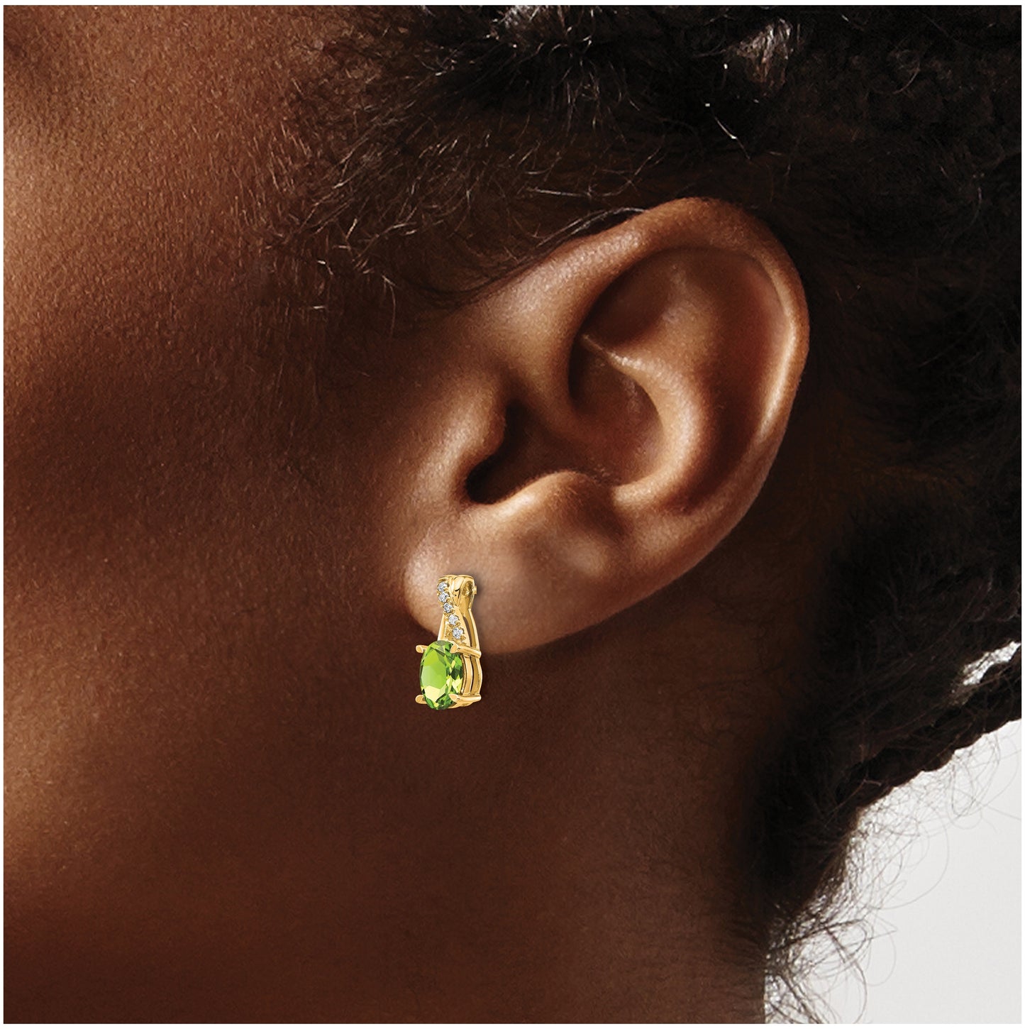 10K Yellow Gold Peridot and Diamond Earrings
