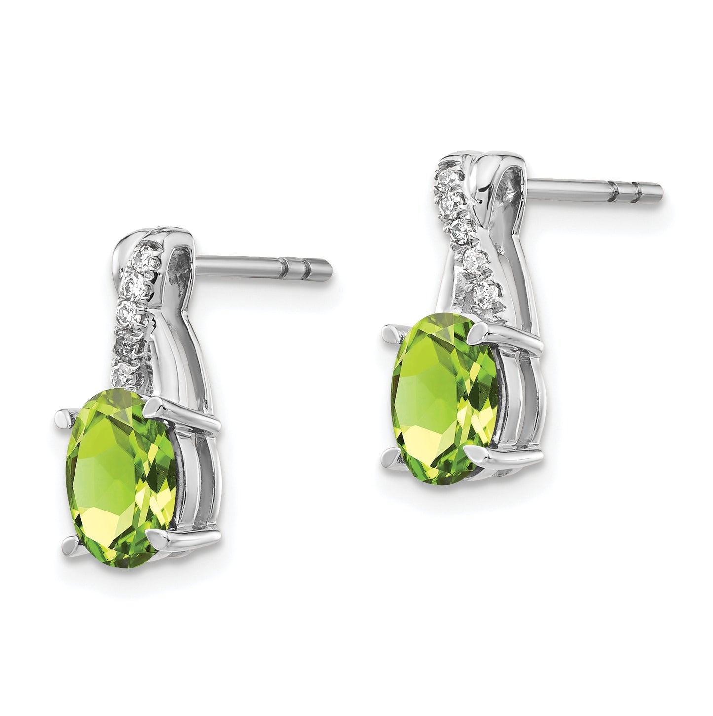 14k White Gold Peridot and Diamond Earrings