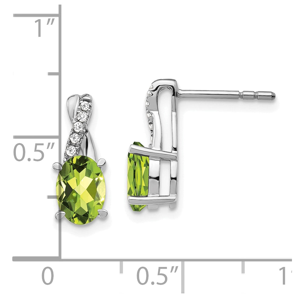 14k White Gold Peridot and Diamond Earrings