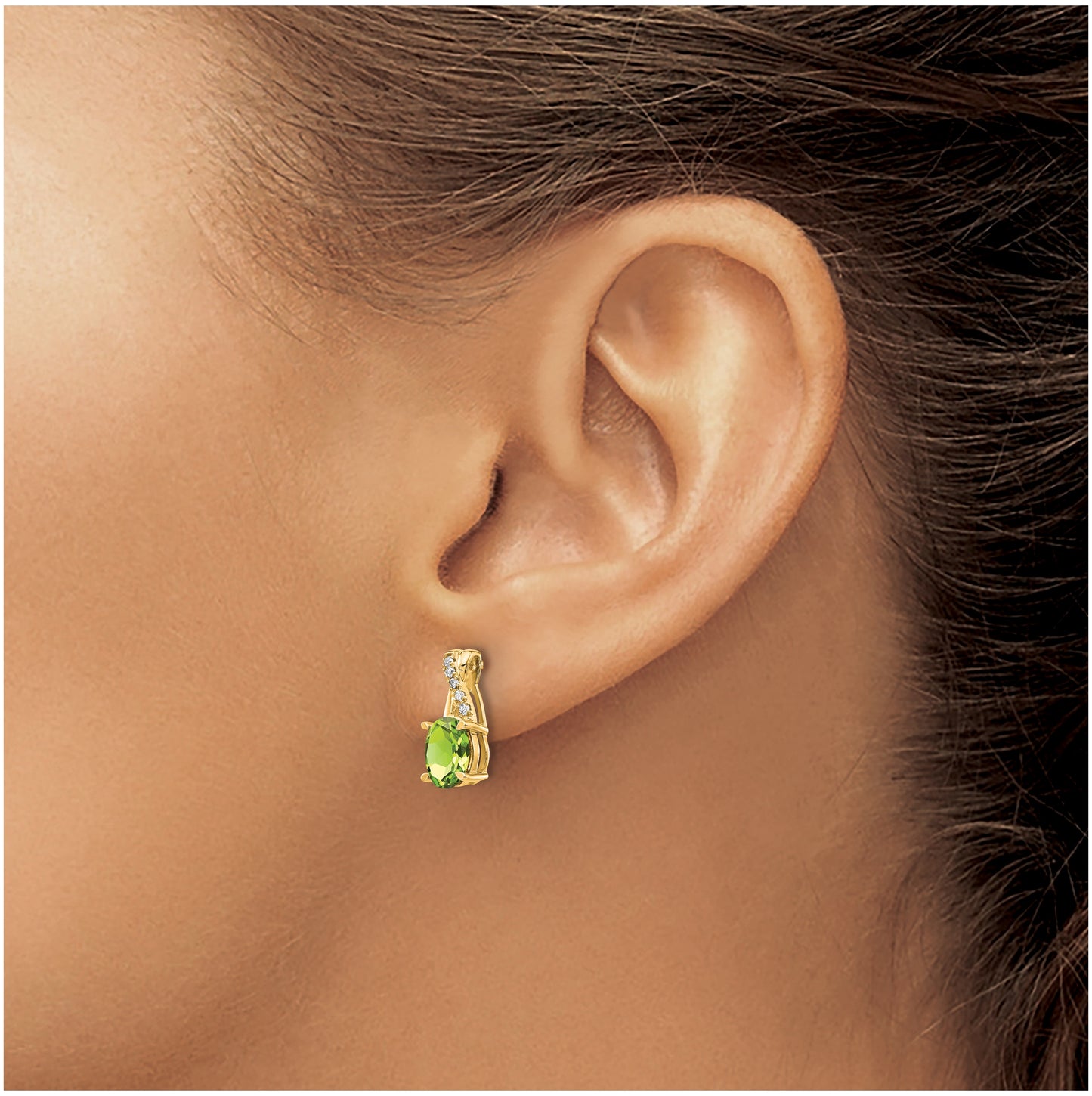 14K Yellow Gold Peridot and Diamond Earrings