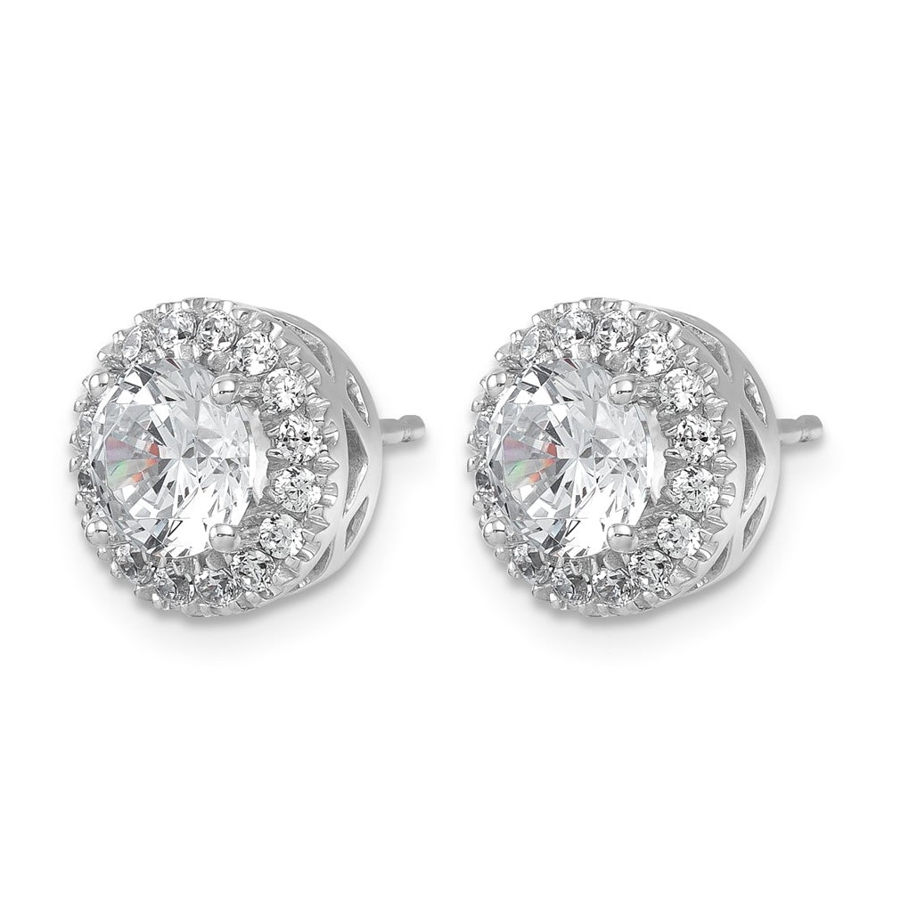 14k White Gold 2 1/2 carat Certified Lab Grown Diamond VS/SI+ G+ Complete Round Halo Post Earrings