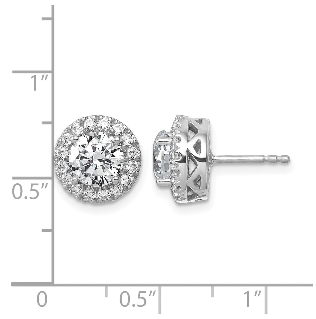 14k White Gold 2 1/2 carat Certified Lab Grown Diamond VS/SI+ G+ Complete Round Halo Post Earrings