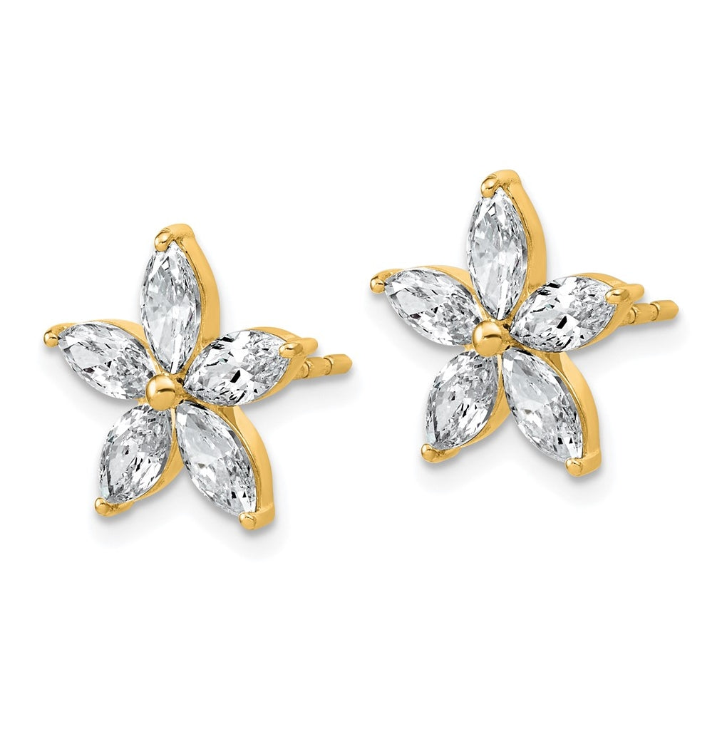 14k Yellow Gold 2 carat Lab Grown Diamond VS+ F+ Complete Star Post Earrings