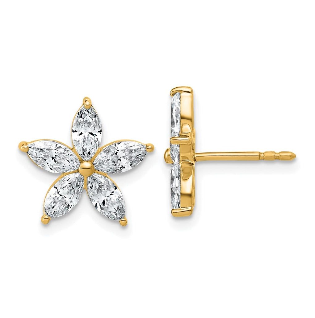 14k Yellow Gold 2 carat Lab Grown Diamond VS+ F+ Complete Star Post Earrings
