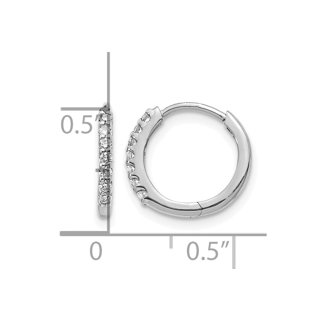 14k White Gold 1/8 carat Lab Grown Diamond VS/SI+ G+ Complete Hinged Hoop Earrings
