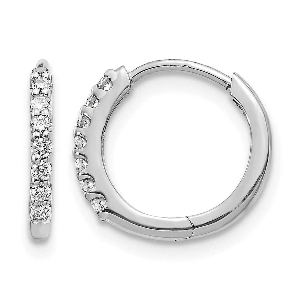 14k White Gold 1/8 carat Lab Grown Diamond VS/SI+ G+ Complete Hinged Hoop Earrings