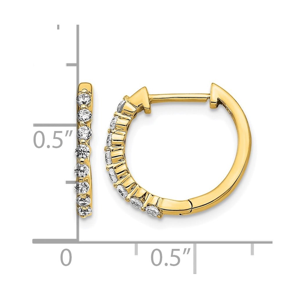 10k Yellow Gold 1/3 carat Lab Grown Diamond VS/SI+ G+ Complete Hinged Hoop Earrings
