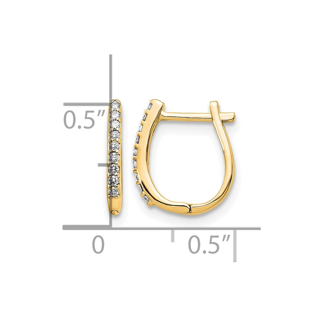 14k Yellow Gold 1/10 carat Lab Grown Diamond VS/SI+ G+ Complete Hinged Hoop Earrings