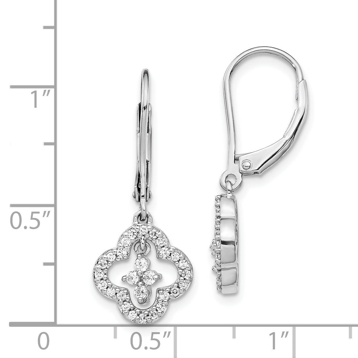 14k White Gold Diamond Leverback Earrings