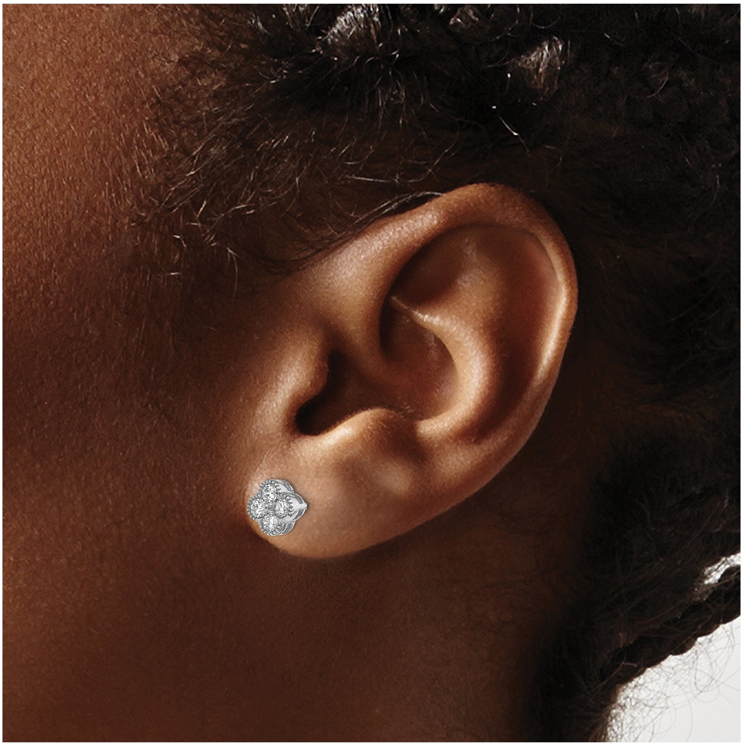 True Origin 14K White Gold 1/2 carat Lab Grown Diamond VS/SI D E F Bloom Floral Post Earring