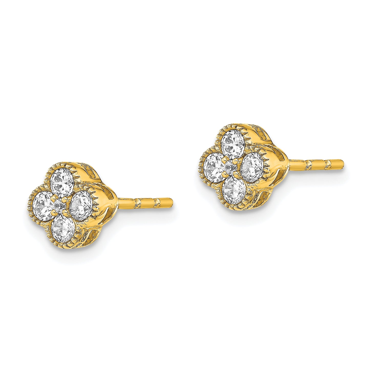 True Origin 14K Yellow Gold 1/2 carat Lab Grown Diamond VS/SI D E F Bloom Floral Post Earring