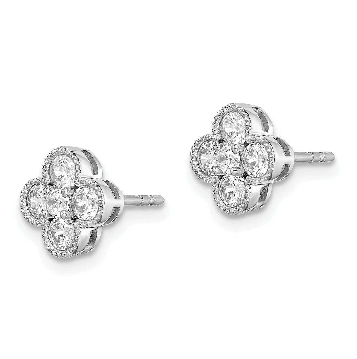 True Origin 14K White Gold 3/4 carat Lab Grown Diamond VS/SI  D E F  Bloom Floral Post Earring