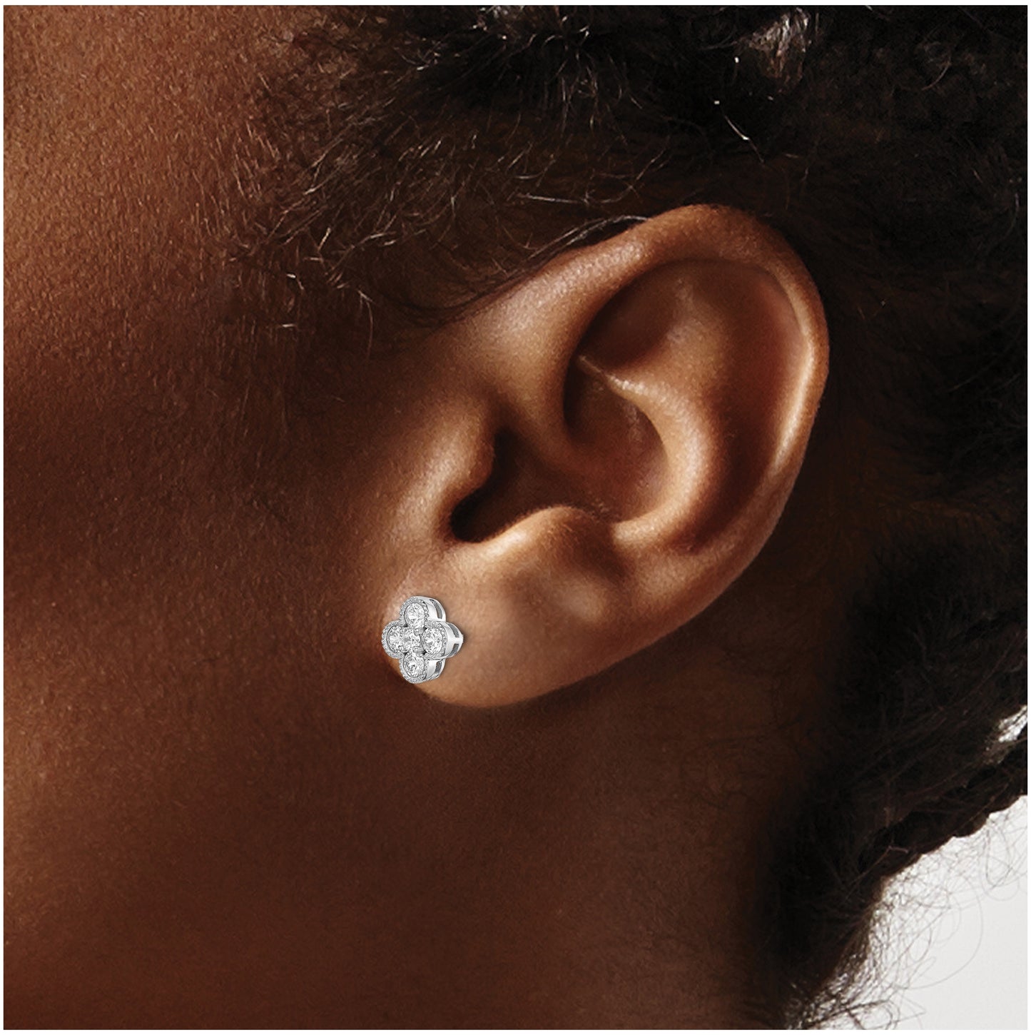 True Origin 14K White Gold 3/4 carat Lab Grown Diamond VS/SI D E F Bloom Floral Post Earring