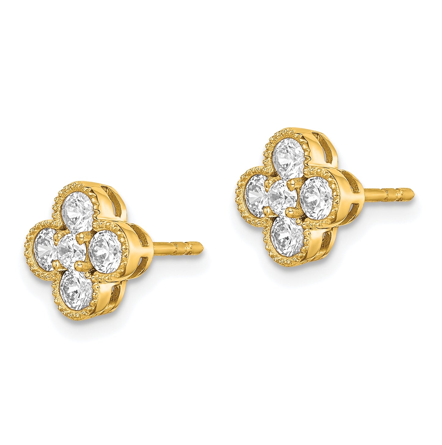 True Origin 14K Yellow Gold 3/4 carat Lab Grown Diamond VS/SI D E F Bloom Floral Post Earring