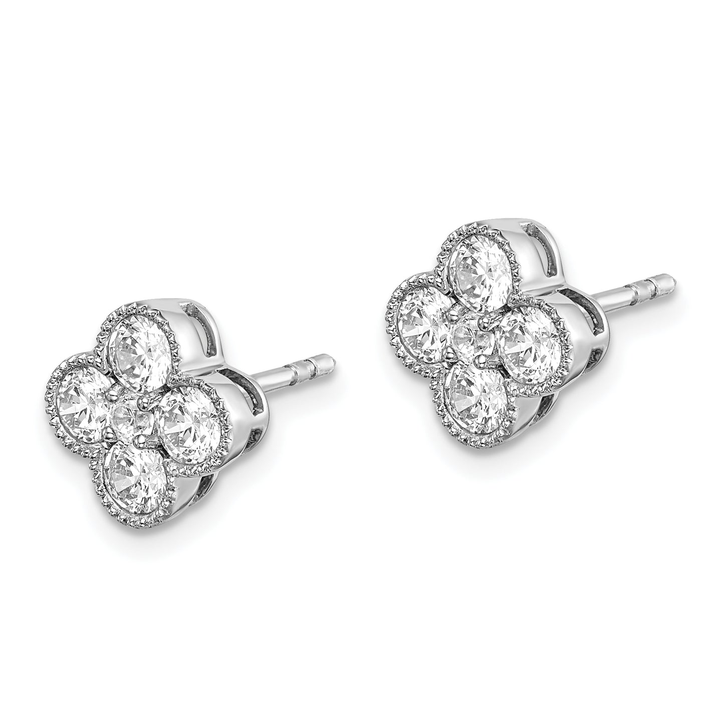 True Origin 14K White Gold 1 carat Lab Grown Diamond VS/SI D E F Bloom Floral Post Earring