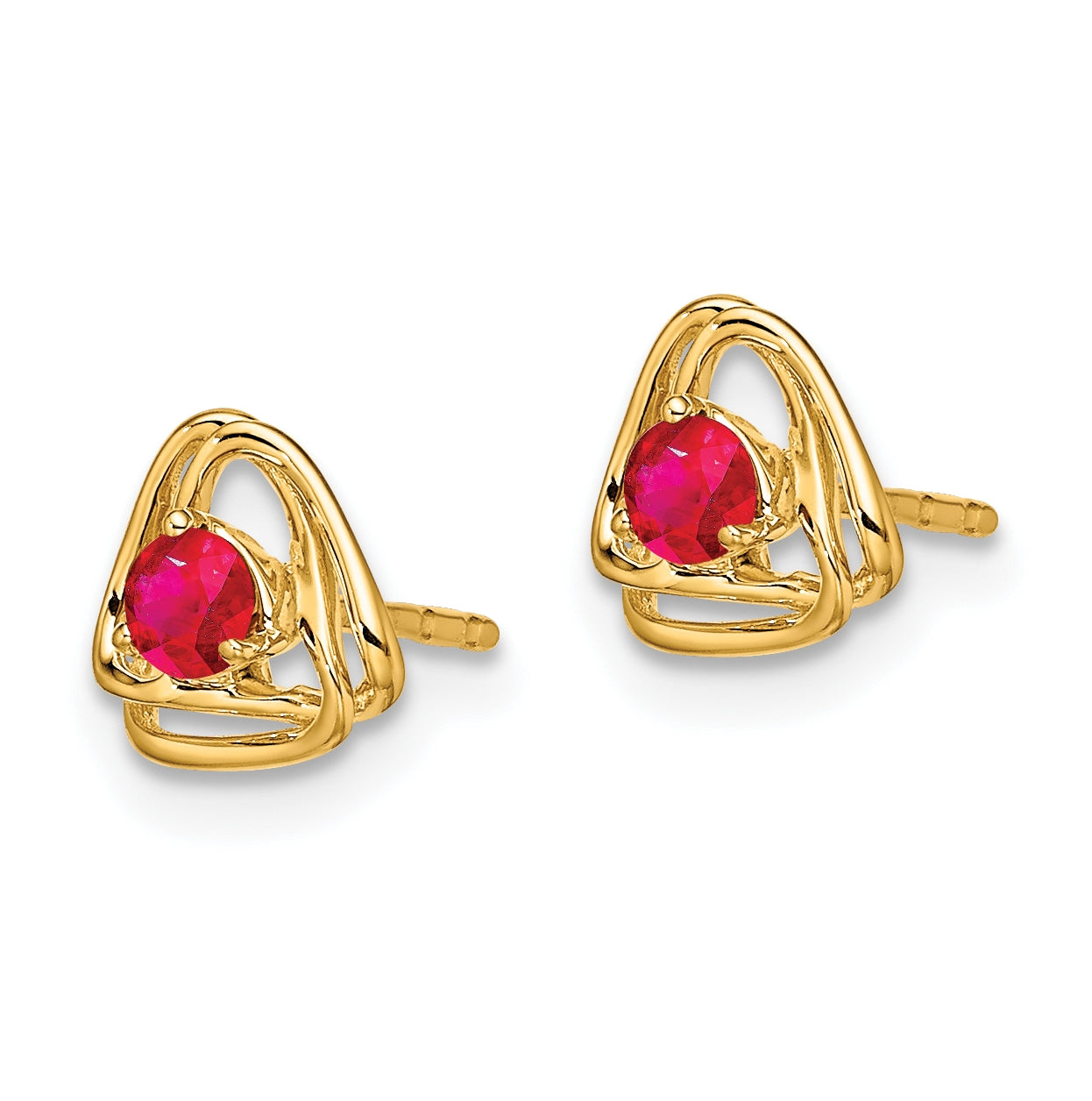 14K Yellow Gold Amethyst Post Earrings