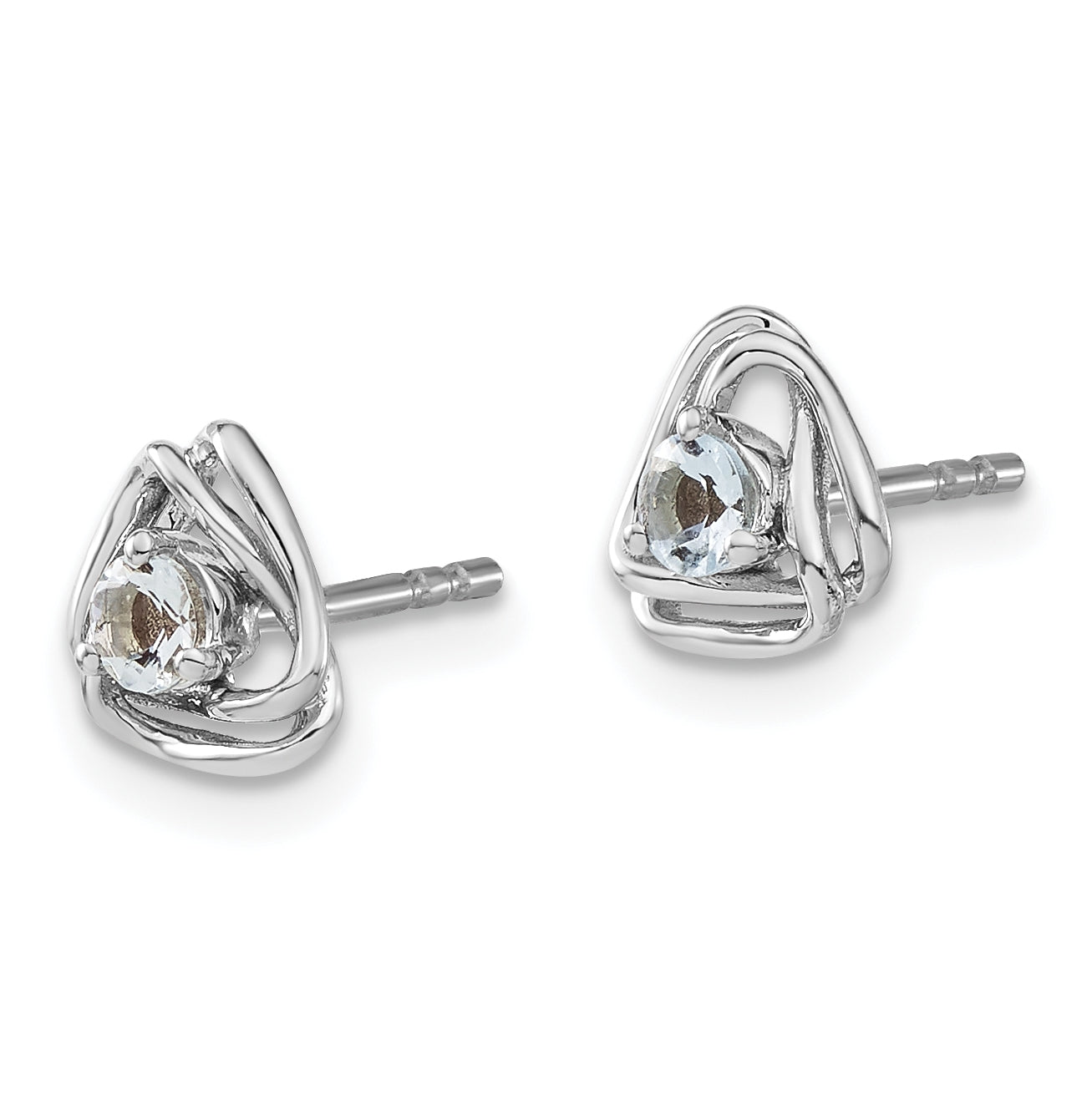 14k White Gold Aquamarine Post Earrings