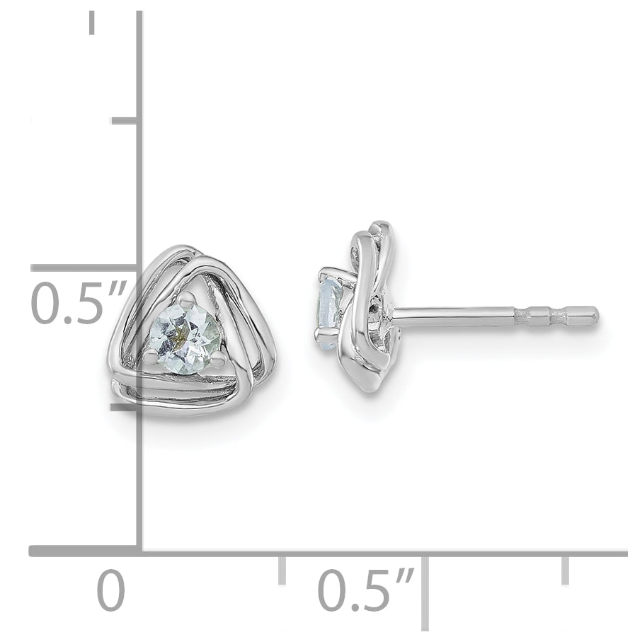 14k White Gold Aquamarine Post Earrings