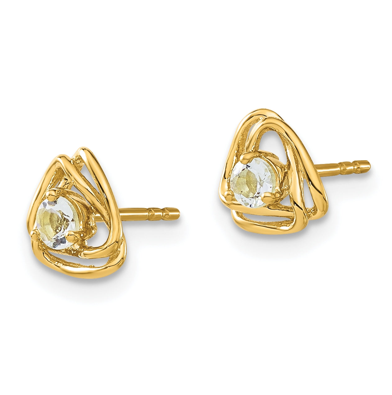 14K Yellow Gold Aquamarine Post Earrings