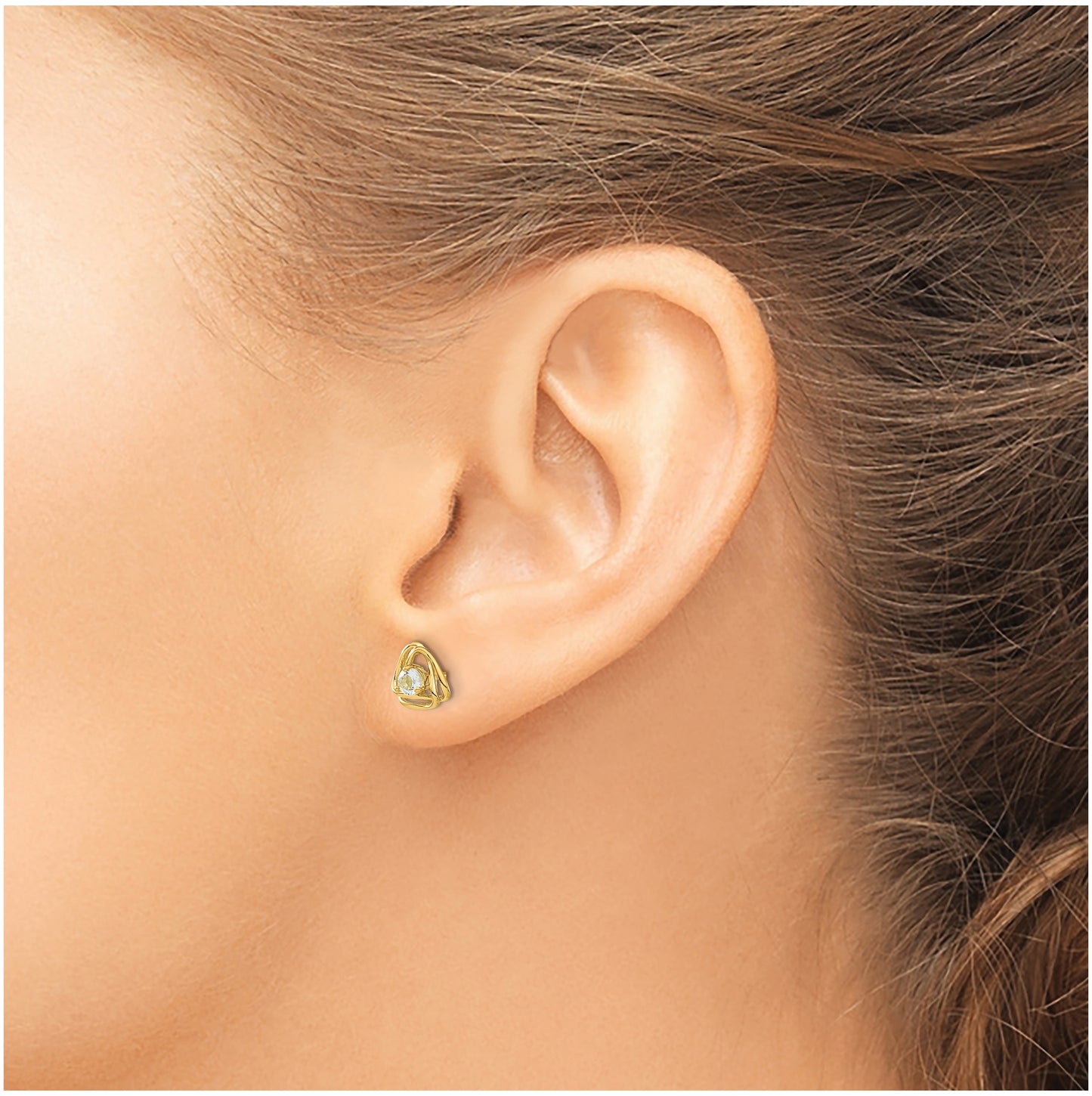 14K Yellow Gold Aquamarine Post Earrings