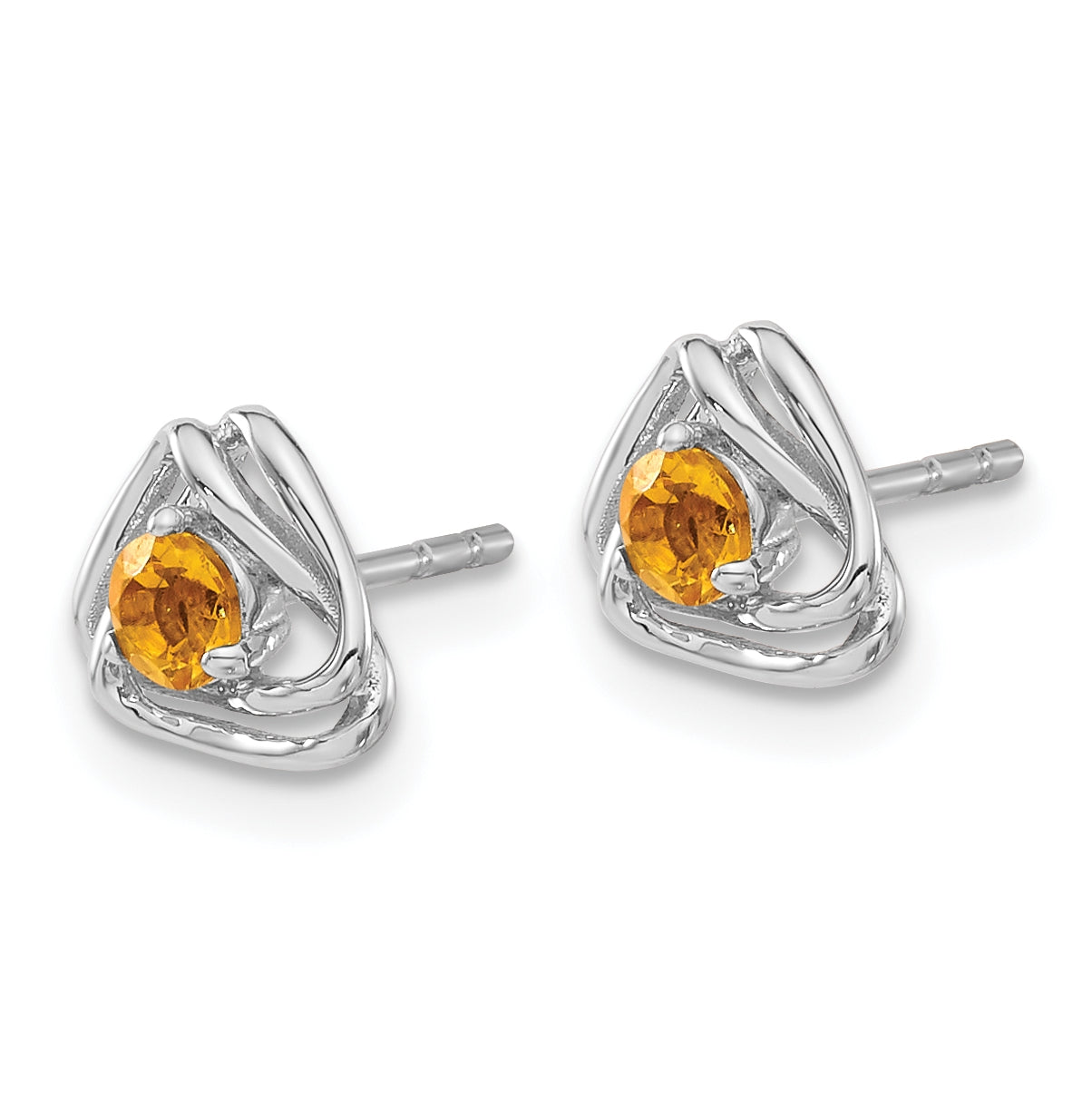 14k White Gold Citrine Post Earrings