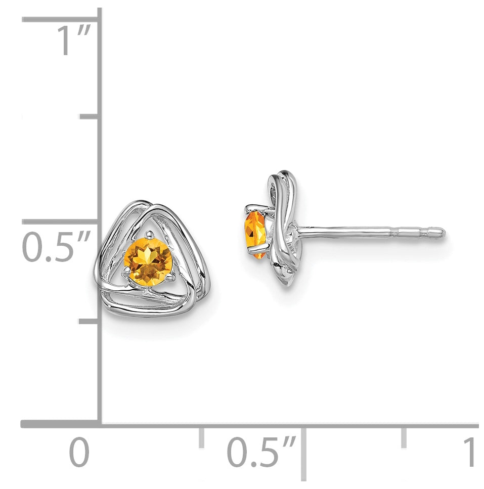14k White Gold Citrine Post Earrings
