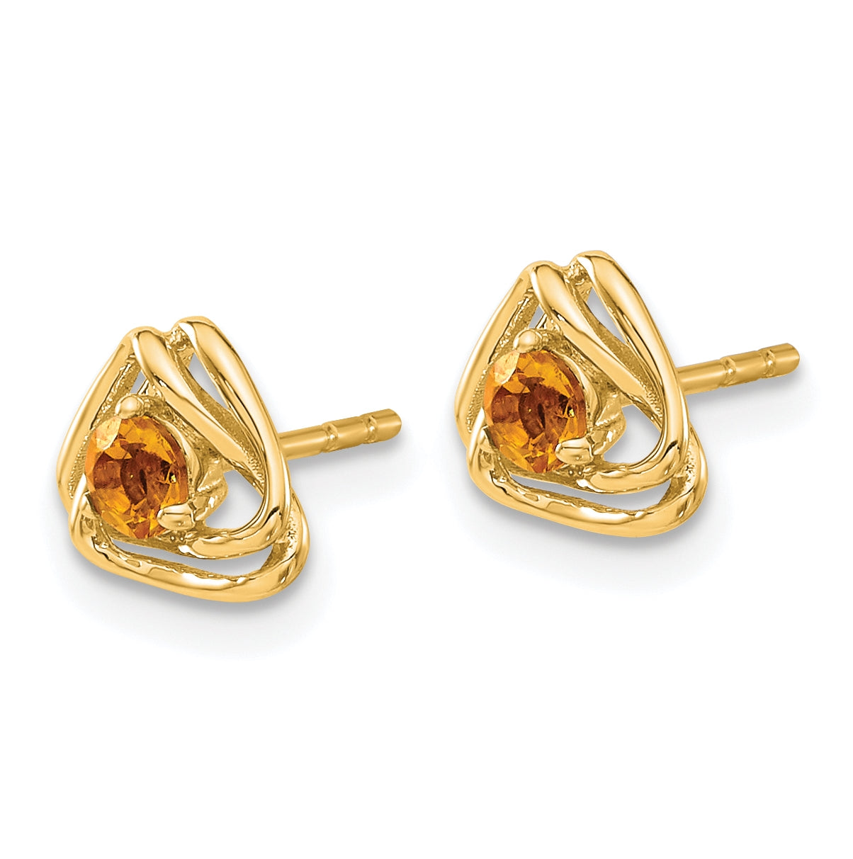 14K Yellow Gold Citrine Post Earrings