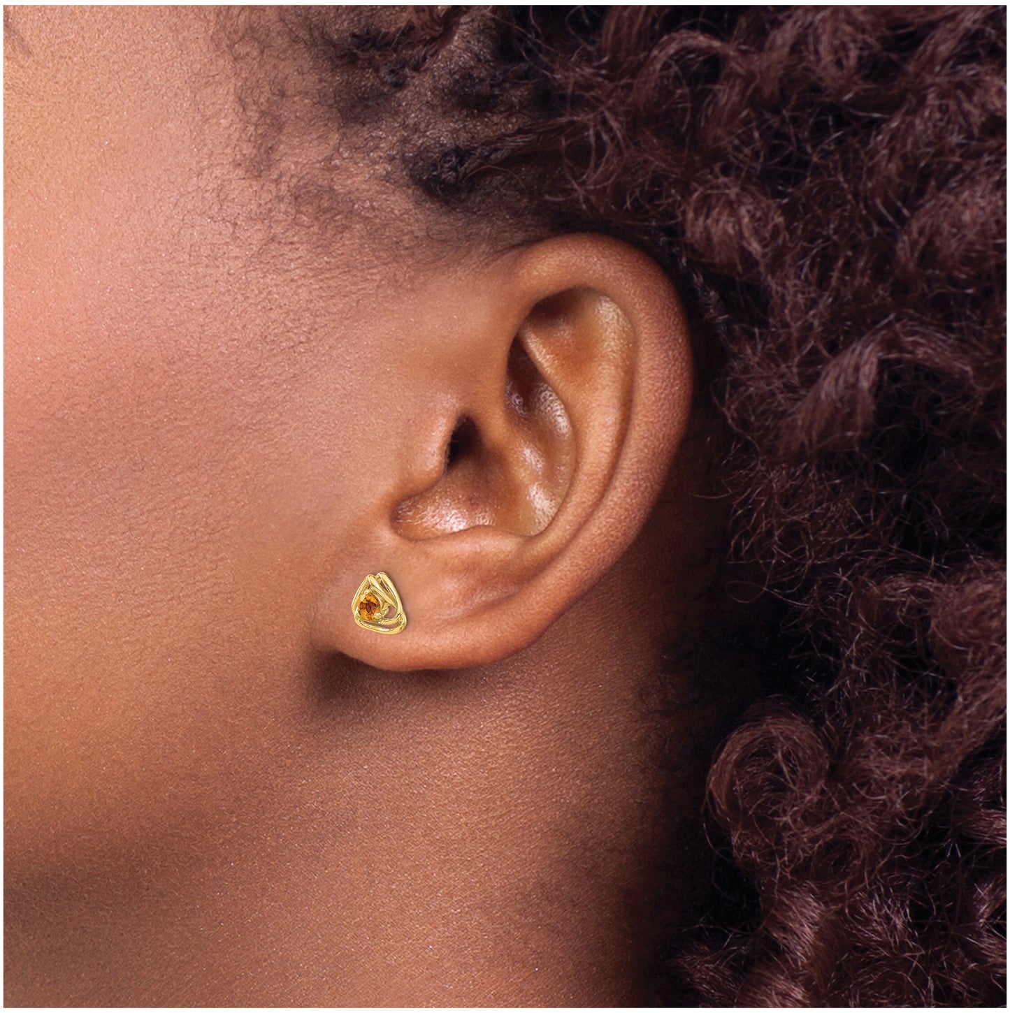 14K Yellow Gold Citrine Post Earrings