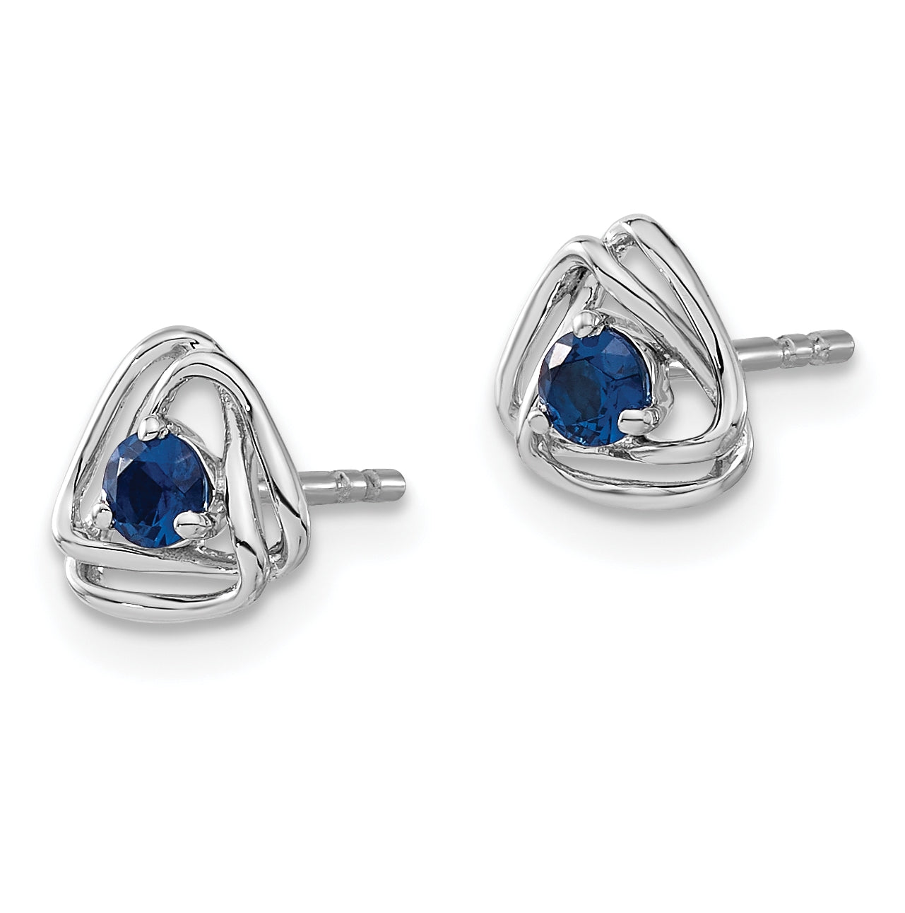 14k White Gold Created Sapphire Post Earrings