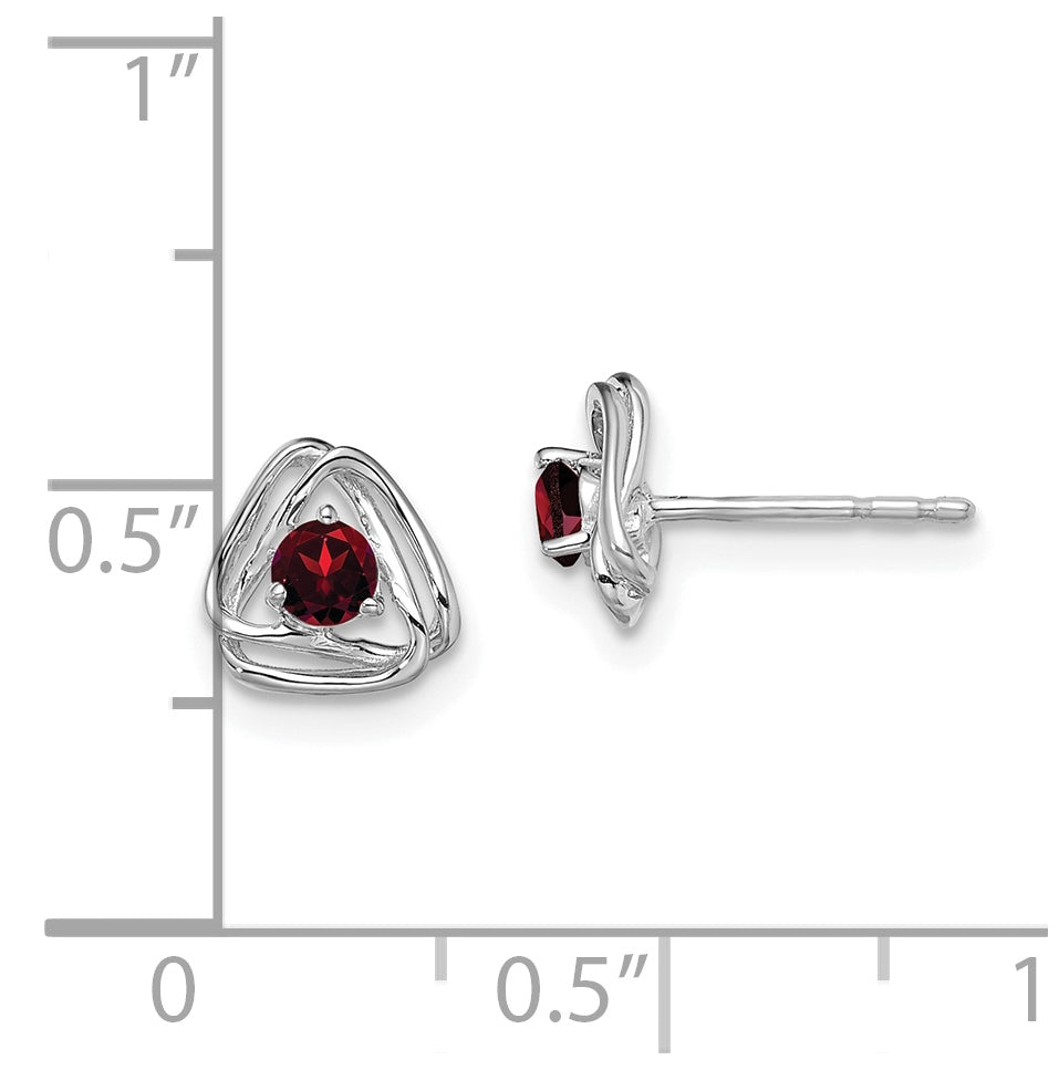 14k White Gold Garnet Post Earrings