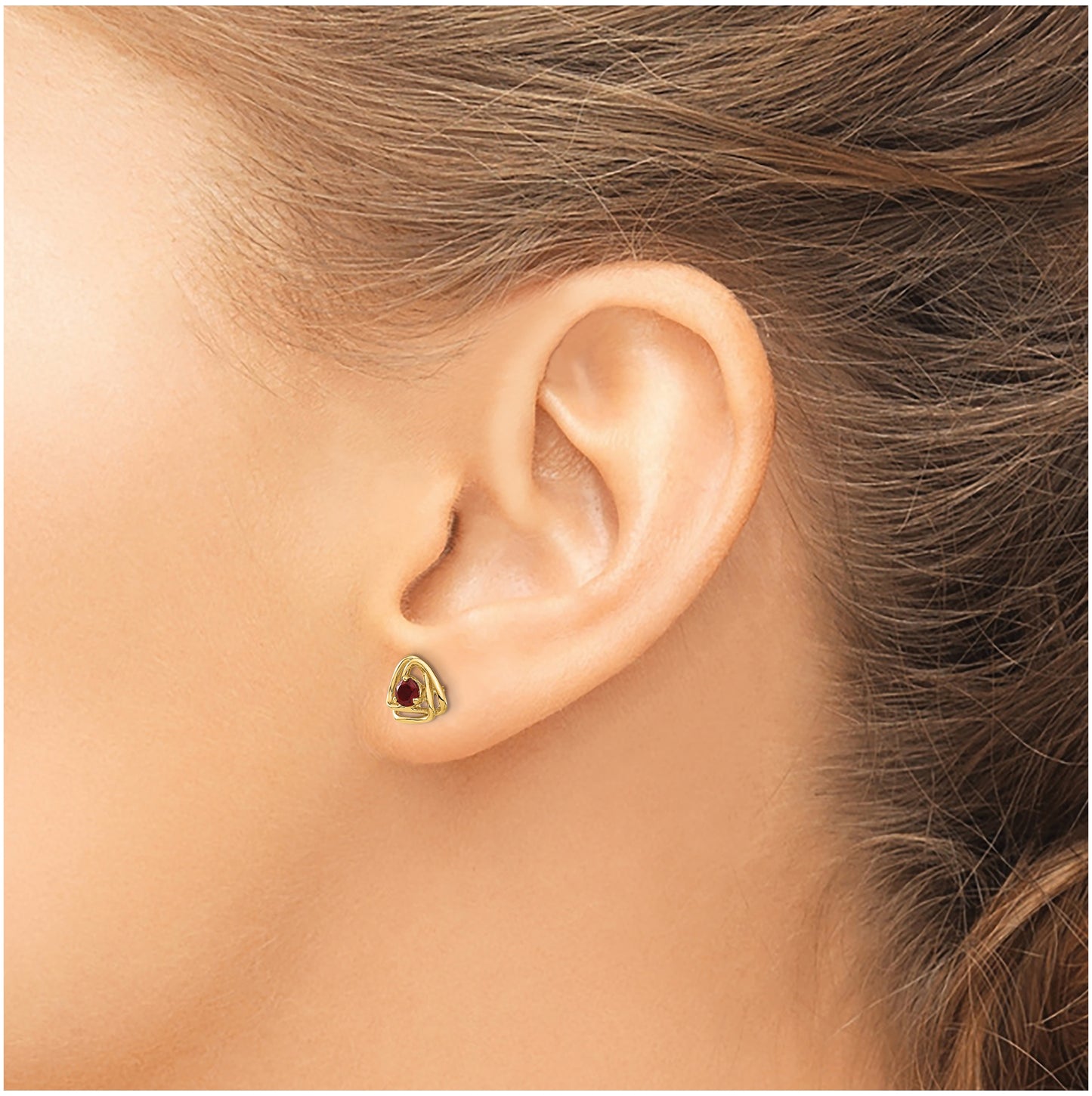 14K Yellow Gold Garnet Post Earrings