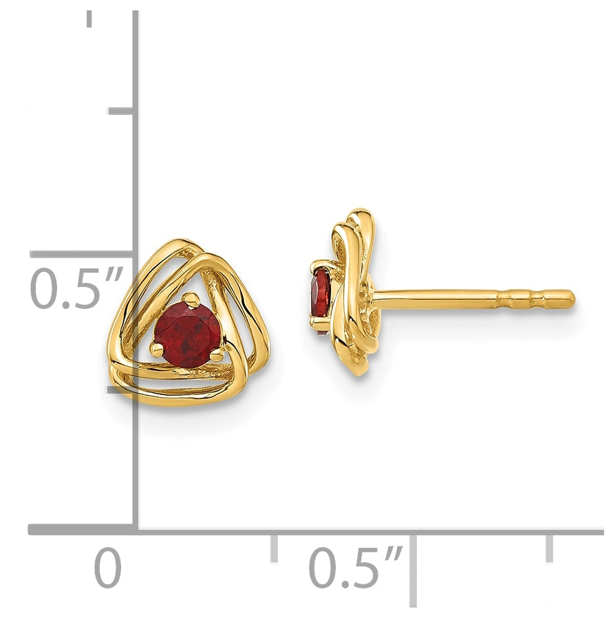 14K Yellow Gold Garnet Post Earrings