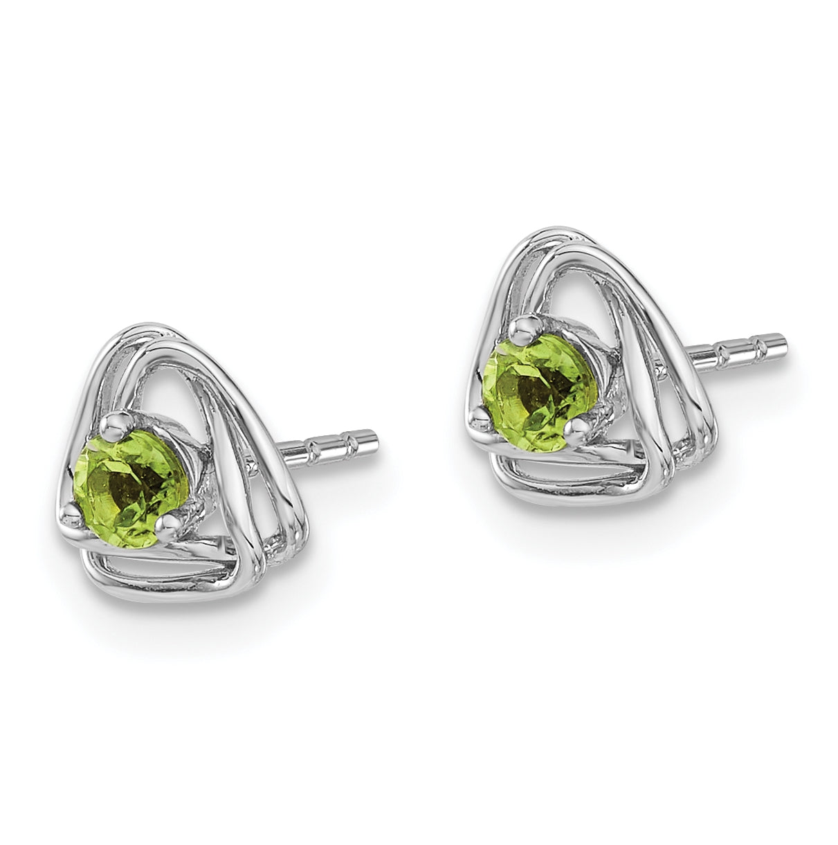 14k White Gold Peridot Post Earrings