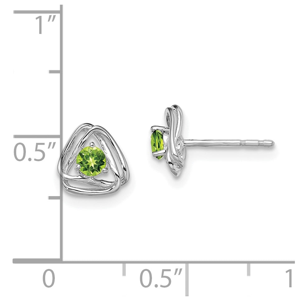 14k White Gold Peridot Post Earrings