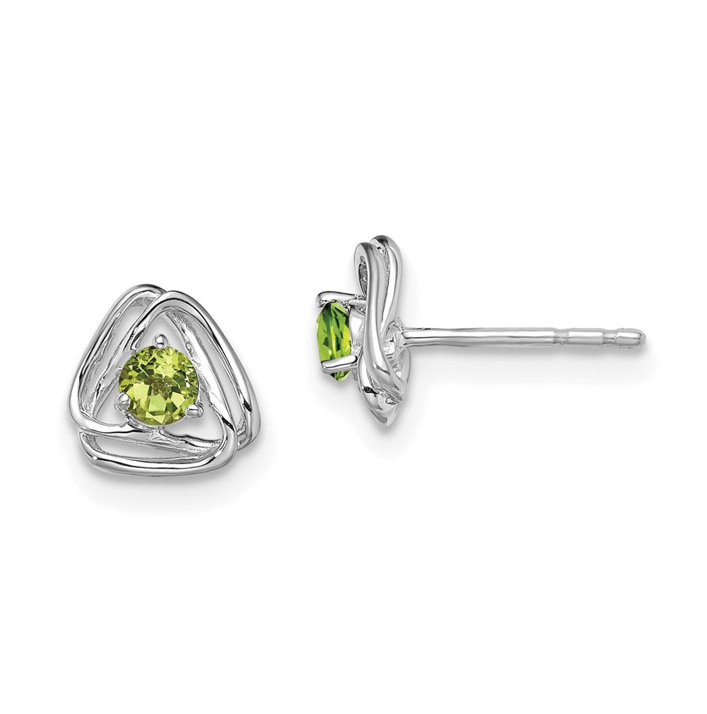 14k White Gold Peridot Post Earrings